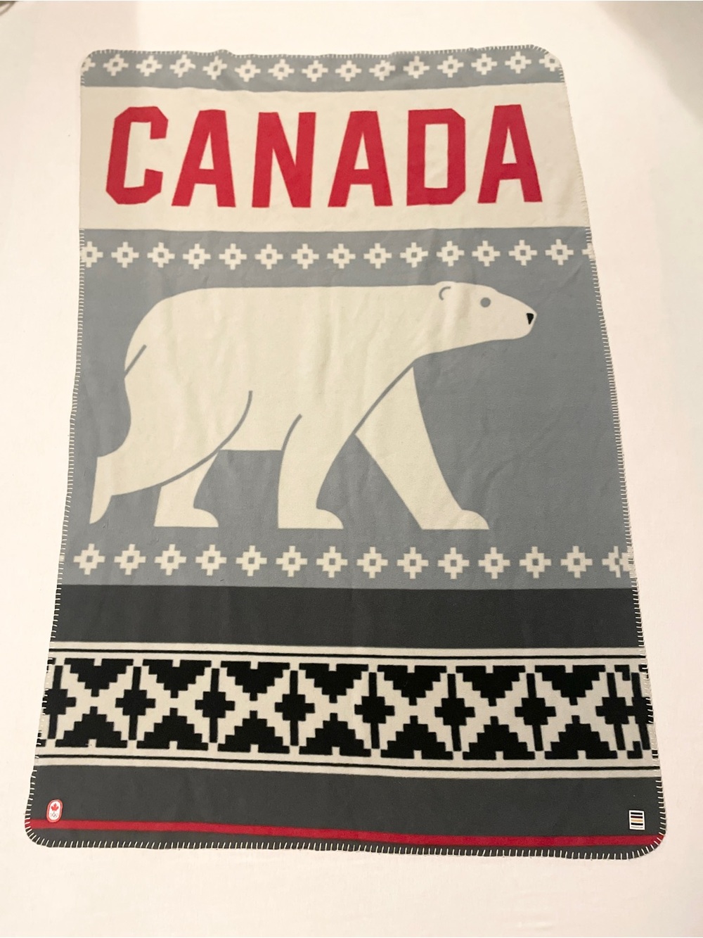 Hudson's Bay Team Canada Olympic Polar Bear Fleece Throw Blanket Canada